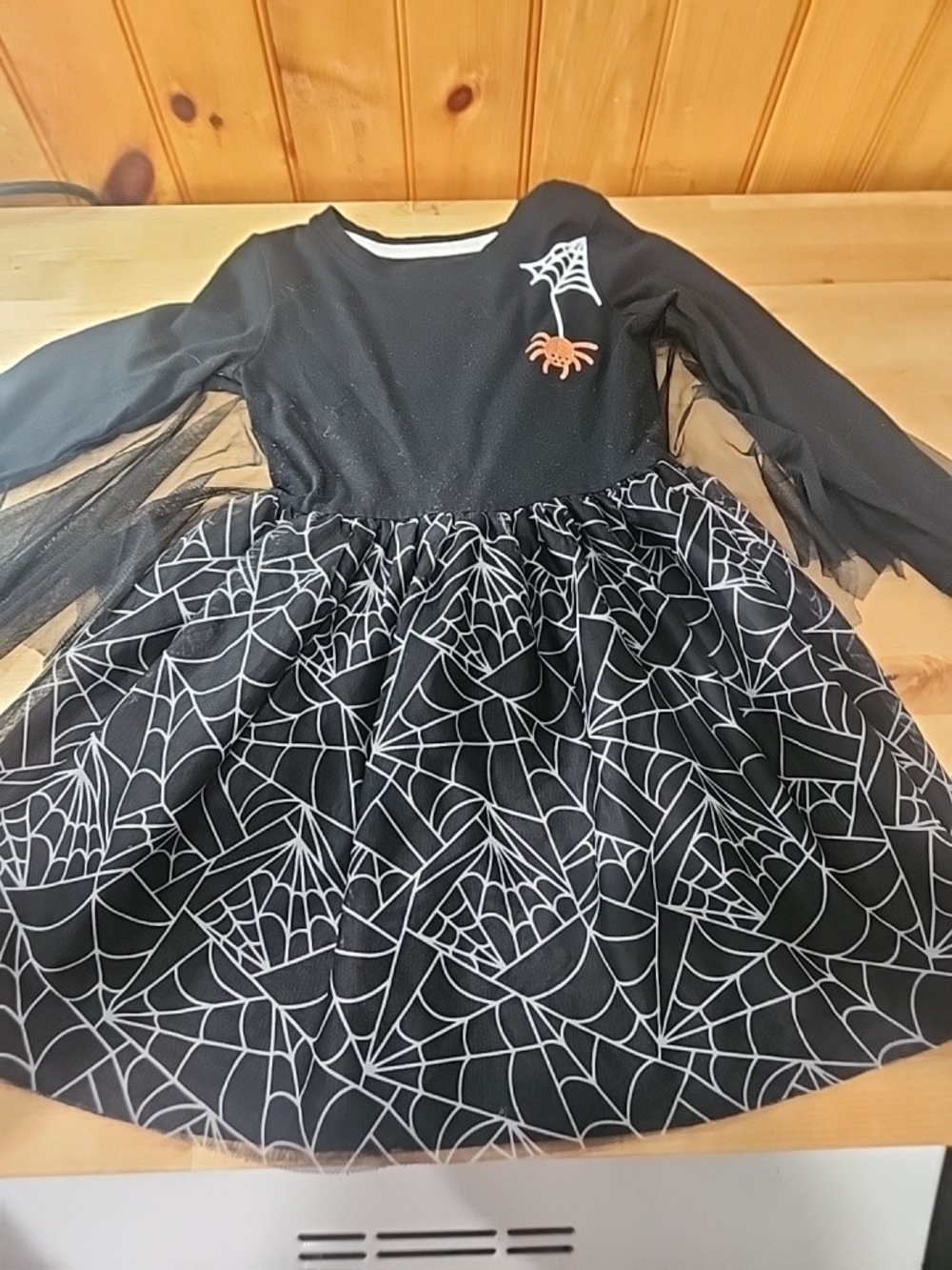 Black Spiderweb Kids Dress6/6X with Orange Spider By Cat&Jack